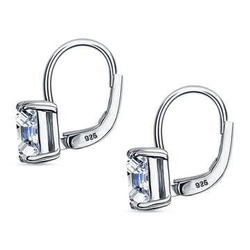 Asscher Leverback Earrings Cubic Zirconia 925 Sterling Silver Wholesale